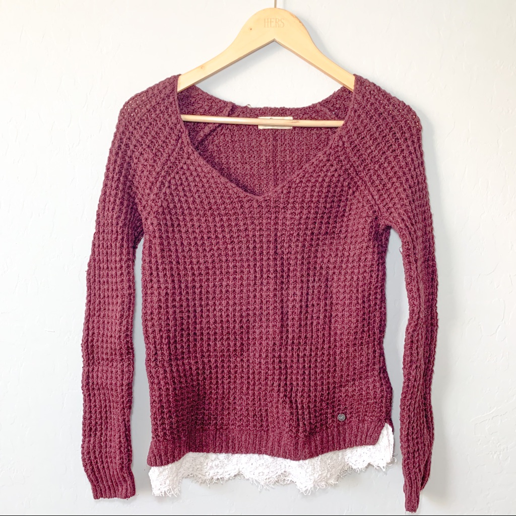 Hollister Burgundy Red Soft Knitted Sweater Xs